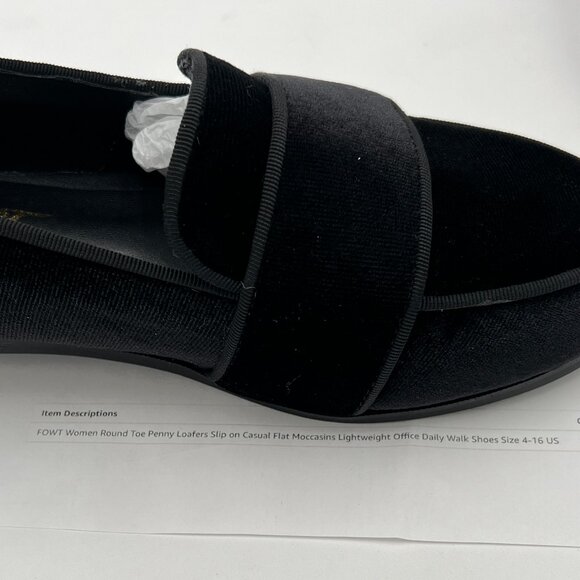 FOWT Black Round Toe Low Heel Loafers Comfortable Black Suede Casual Shoes - Picture 6 of 6